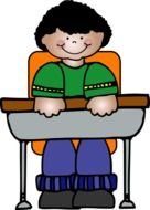 drawing of a boy at his desk