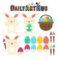 Clipart of Easter eggs and bunnies