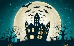 Clipart of Halloween Scary House