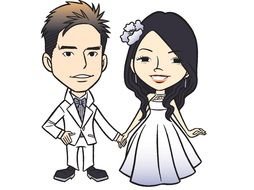 cartoon young Wedding couple, drawing