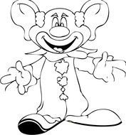 black and white drawing of an animal with big ears
