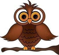Wise Old Owl Cartoon On A Tree Branch Smu Image clipart