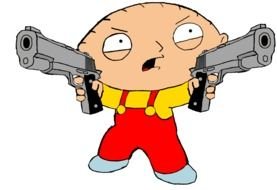 cartoon child boy with two guns