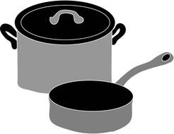 greyscale Pot And Pan, drawing