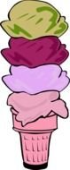 Four different ice-creams in the cone clipart