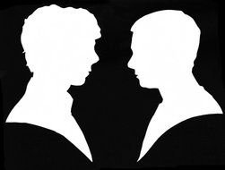 white silhouette of two people