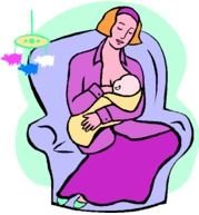 Clipart of mom is feeding her Baby