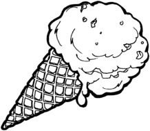 black and white picture of ice cream in a waffle glass