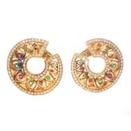 clipart of the golden earrings with diamonds