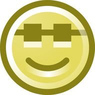 Green smiley face with the glasses clipart