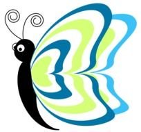 drawing of a butterfly with blue wings