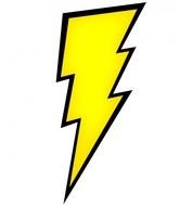 drawing of a yellow lightning on a white background