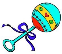 painted blue baby rattle