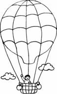 happy person in basket of Hot Air Balloon, outline