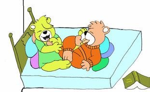drawings of bears on the bed