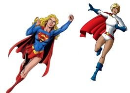 superhero girls on a white background
