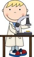 clipart of a scientist near the table