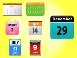 calendar icons on the yellow background