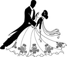 clipart of the wedding couple are dancing