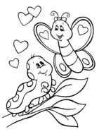 Clipart of caterpillar and butterfly