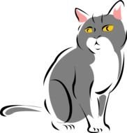 sketch of a gray-white cat