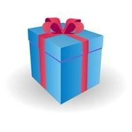 Blue Gift Box With red Ribbon, drawing