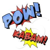 text pow! kabam! drawing