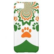 paw print with stripes of different colors