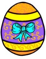 Easter Egg with blue bow, drawing