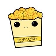 bag with popcorn on a white background