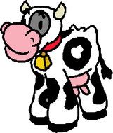 drawing of a cow with a bell