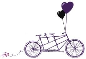 painted tandem bicycle with balloons