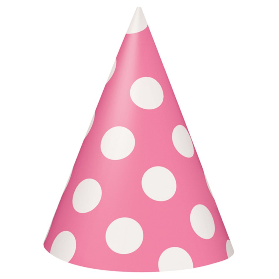 Pink Polka Dot Party Hats 8 At Birthday Direct