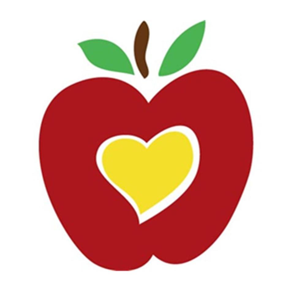yellow heart in red apple, drawing