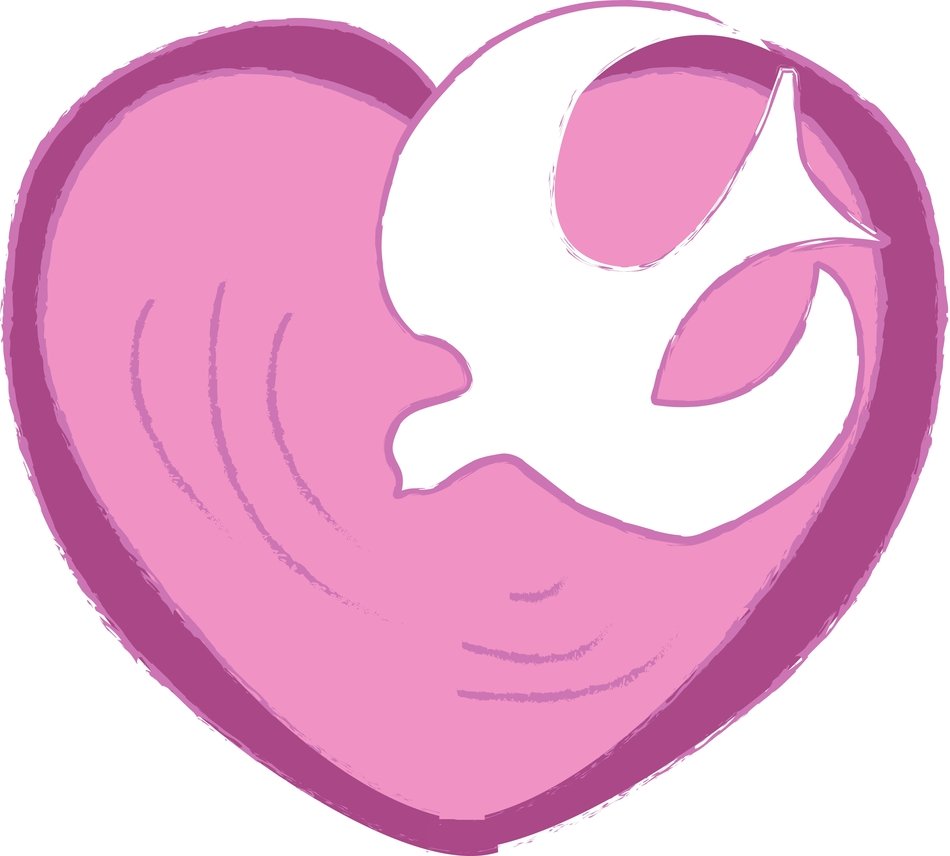 white bird at purple Heart, drawing