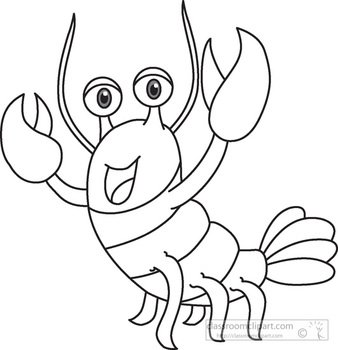 Lobster Drawing Outline Marine Life Black