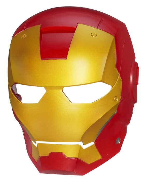 red-yellow mask of iron man