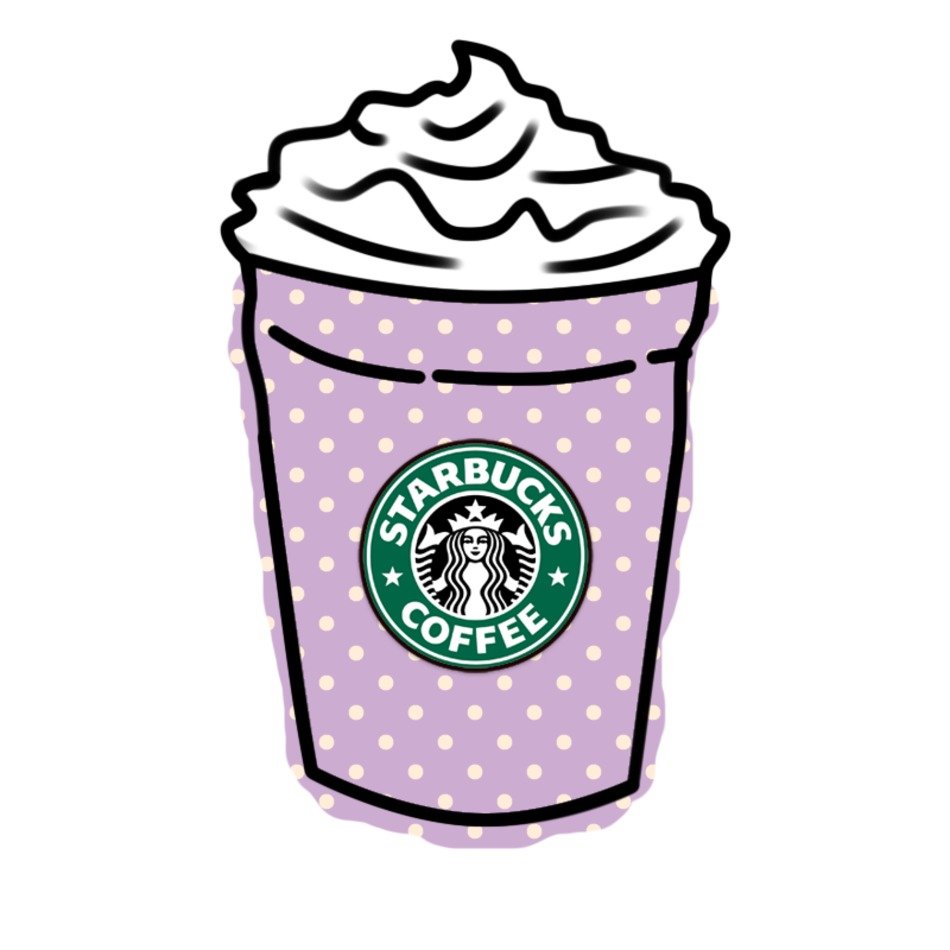 painted glass of coffee with cream at Starbucks