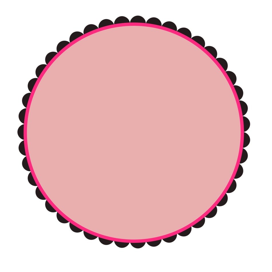 pink scalloped round frame