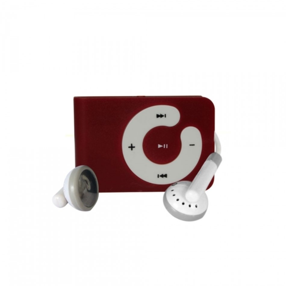 Micro Sd Card Slot Mp3 Player With Lcd Screen Metal Clip Magenta