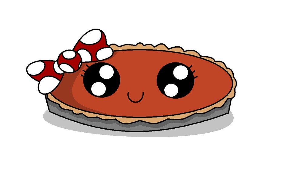 sweet pie with eyes and a bow