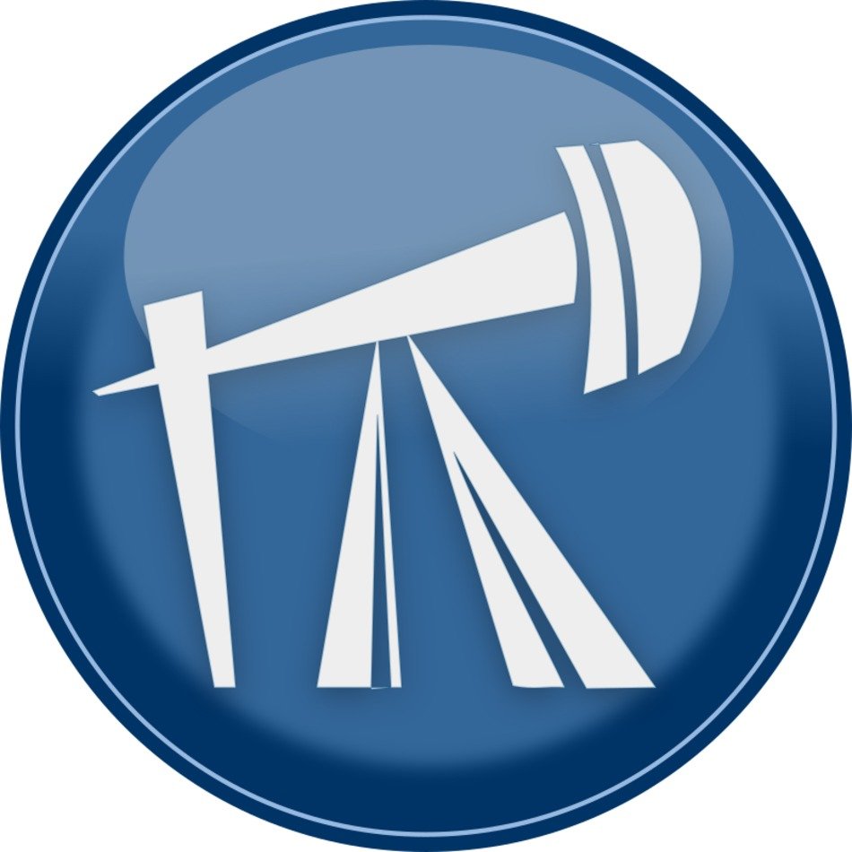 Oil rig, blue and white icon