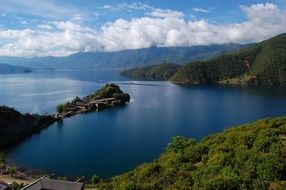 A view from above of the scenic nature in eastern Asia