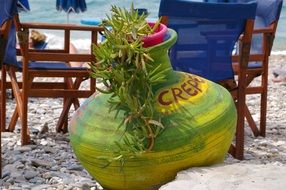 ceramic amphora in a tavern on the coast of Greece