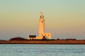 white lighthouse on the ocean