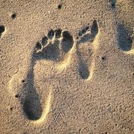 small and large footprint in the sand