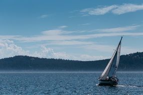 sailing boat on the lake on a clear day