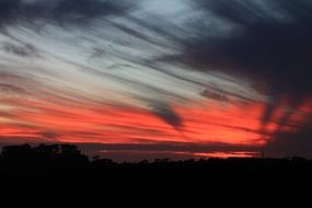 landscape of scarlet sunset