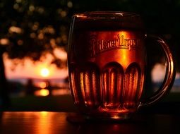 beer jar on sunset