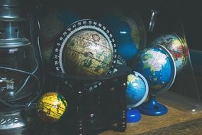 globes of different diameter in the store